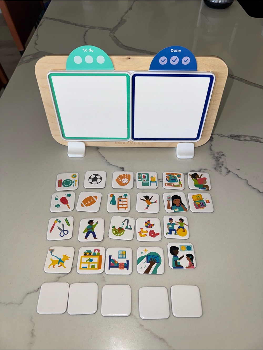 Kids Daily Tasks Magnetic Board Set - Blue & Teal
